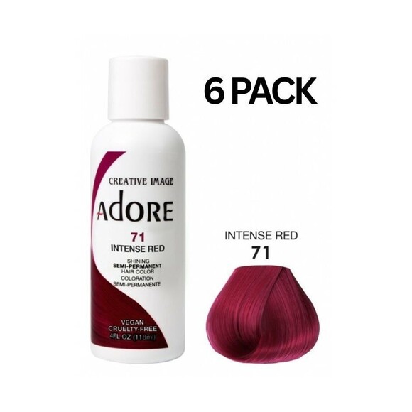 6 Pack Adore 71 Intense Red Semi Permanent Hair Dye Color 4oz, 118mL - Picture 1 of 1